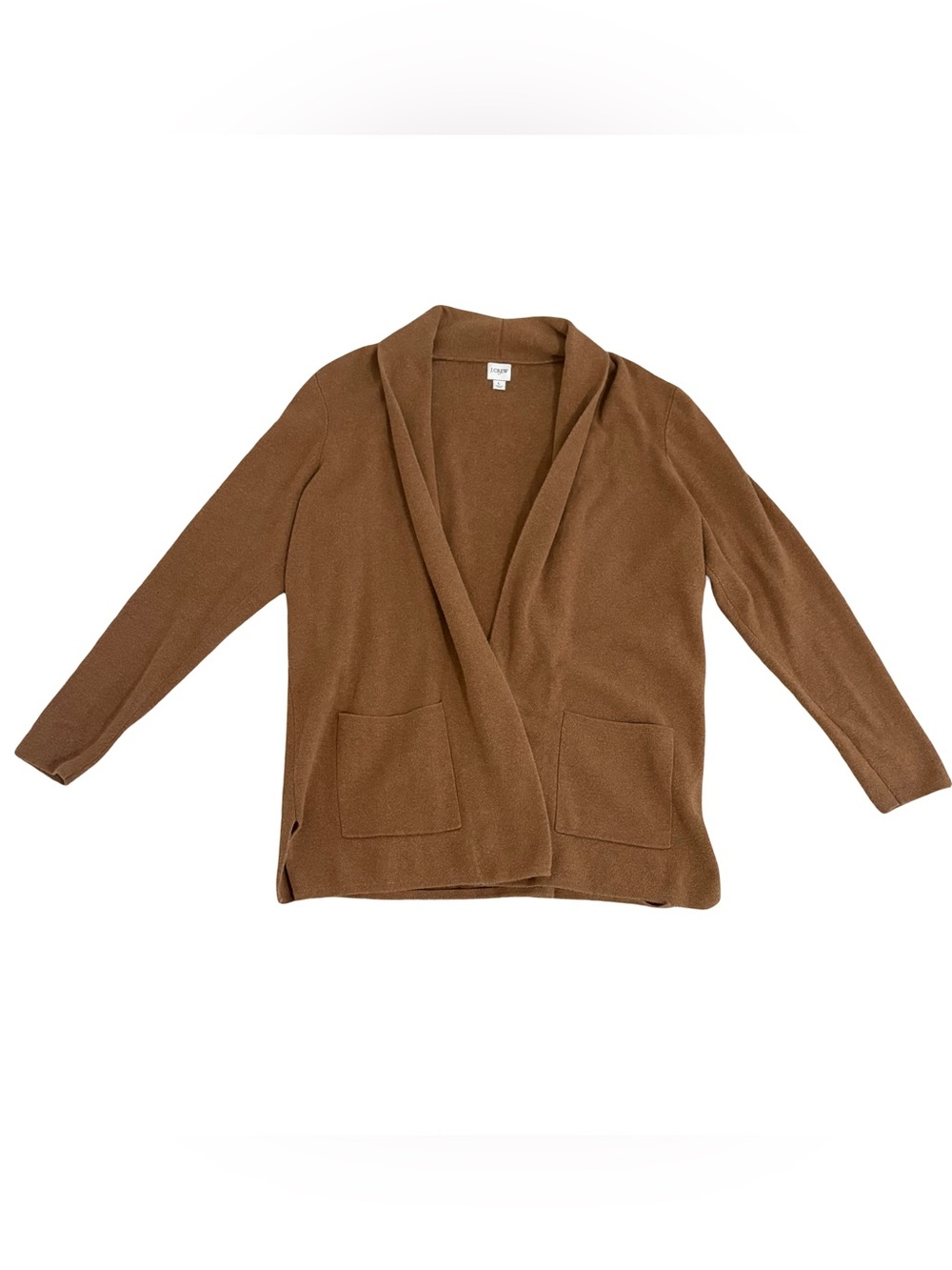 100% cotton J. Crew Brown Open-Front Shawl Collar Cardigan